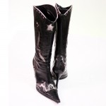 Aldo Western Heels Mid Calf Black Leather Boots Size 41 or 9.5