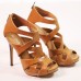 ALDO Natural Tan Leather Platform Gladiator Heels Size 39 or 8.5