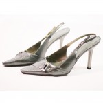 BCBG Girls Moss Green Metallic Leather Slingback Pumps Heels Size 8.5 