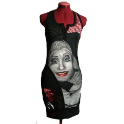 Desigual Cirque Du Soleil Masked Face Mini Vest Dress Size XS