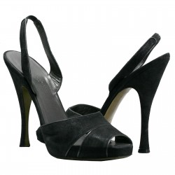 Donna Karan Collection Black Satin Platform Shoes 37.5 Size 7/7.5