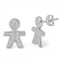 Sterling Silver and Cubic Zirconia Gingerbread Man