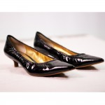 Hale Bob Black Patent Leather Kitten Heels Size 8.5