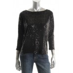 INC International Concepts Black Sequin Top Size Medium/Large