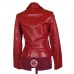 Kenneth Cole Red Leather Moto Motorcycle Jacket Size 4