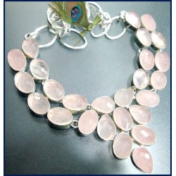 CosaDolce Rose Quartz Bib Necklace Sterling Silver